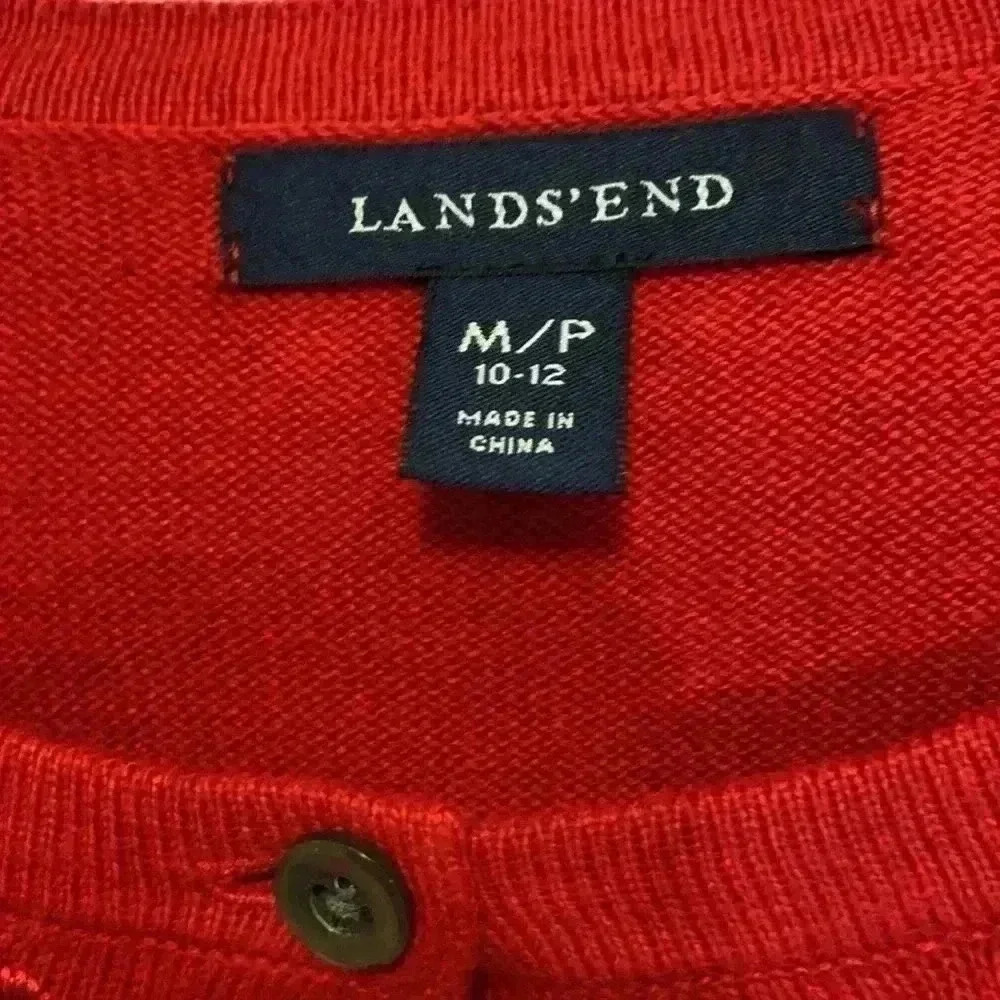 LANDS’END Women’s Red Button Up Floral Embroidered Sweater Size M/P (10/12) - Picture 4 of 7